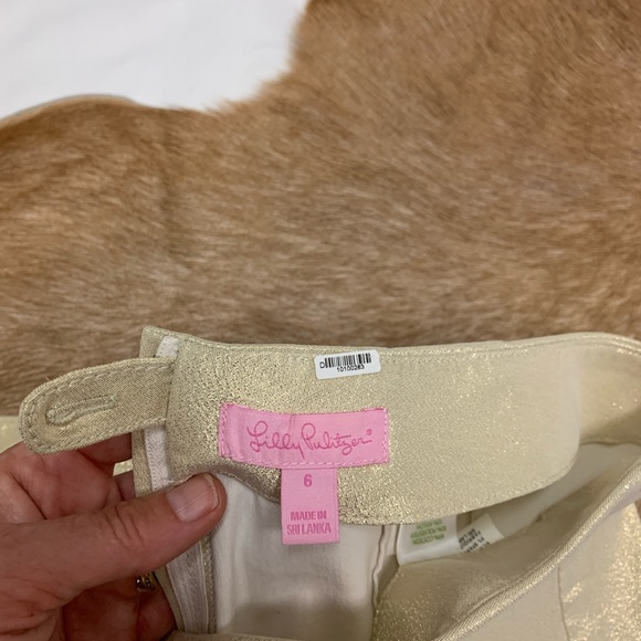 Lilly Pulitzer Liza Gold Metallic shorts size 6 - Picture 7 of 13